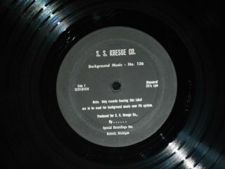 S.  S.  Kresge Co.  Background Music No.  136 Rare 1960 