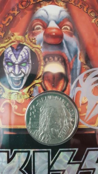 Kiss Psycho Circus Gene Simmons Small Tour Coin Nickel Silver Rare