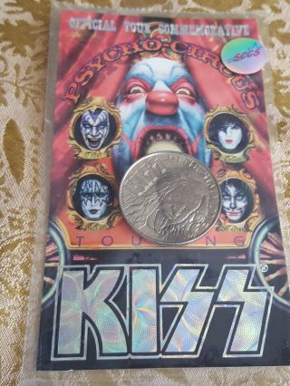 KISS Psycho Circus Gene Simmons Small Tour Coin Nickel Silver RARE 2