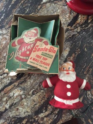 Rare Vintage Santa Glo Illuminated Tree Top Wall Plaque Cute
