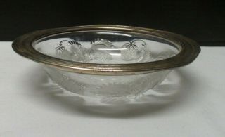 Antique American Brilliant Strawberry Cut Glass Bowl Gorham Sterling Silver Rim