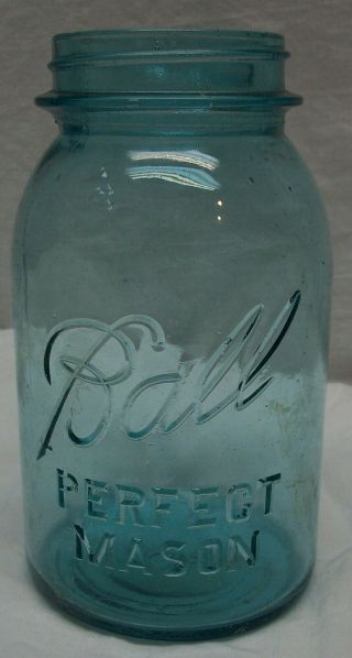 Vintage Rare 13 Blue Ball Perfect Mason Quart Jar W/ Zinc Lid & Jar Rubber