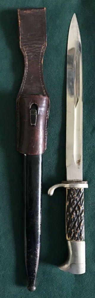 WWII WW2 GERMAN LONG PARADE BAYONET WITH STAG HANDLE RARE,  MAKER MARK - F.  HORSTER. 3