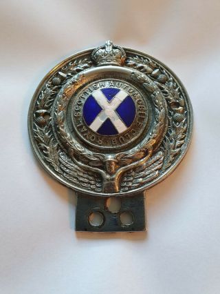 Rare Royal Scottish Automobile Club Car Badge