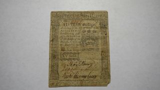 15s 1775 Pennsylvania Pa Colonial Currency Note Bill Fifteen Shillings Rare