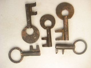 Antique Japanese Meiji & Edo Era (c.  1700 - 1880) Five (5) Forged Iron Tansu Keys