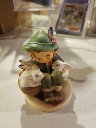 Rare Vintage Hummel Goebel Figurine 4 " Playmates Boy With Bunny 58/0 Rabbits Nr