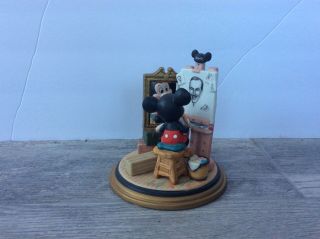 Vintage Mickey Mouse Painting Walt Disney Self Portrait Figurine Ceramic Rare