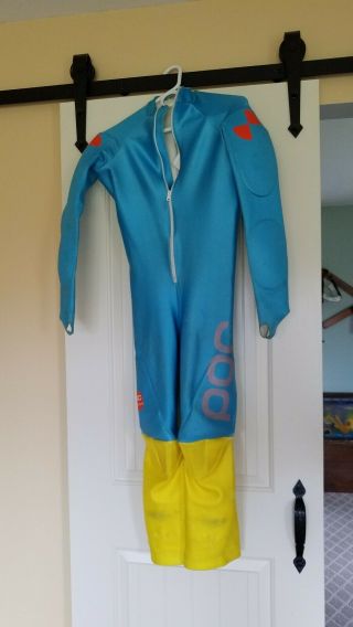 Poc Girls 160 Sl Gs Padded Alpine Ski Race Racing Speed Suit Rare Blue/yellow