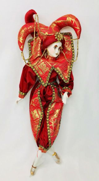 Tuscany Porcelain Jester Clown Doll Figurine Vintage 23 " Show Stoppers Inc