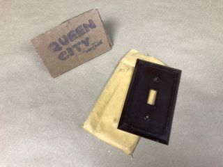 Vintage Art Deco/1920s Brown Bakelite Wall Switch Plate Nos/new In Package