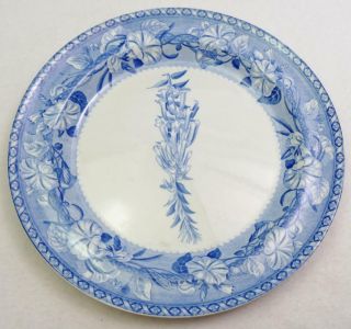 Wedgwood Rare Antique 19th Century Blue White Botanical Dinner Plate 30 C.  1860