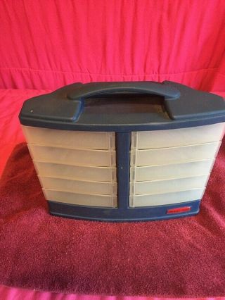 Very Rare Vintage Mid 70s Rubbermaid Blue Tools Or Parts Tool Box Organizer
