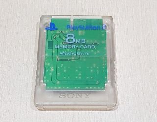 Rare Ps2 Clear 8mb Memory Card Official Sony Playstation 2 Cleaned