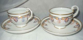 (2) Antique Old Paris French Porcelain Cups & Saucers