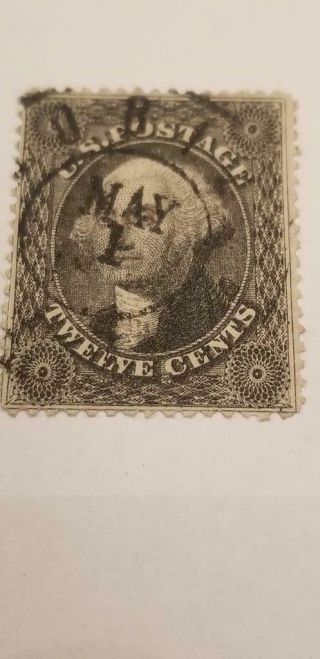 Rare George Washington Black 12 Cent 1857 - 61 Perforated Stamp