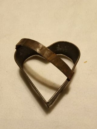 Antique Vintage Soldered Tin Folk Art Primitive Cookie Cutter 4 " Heart