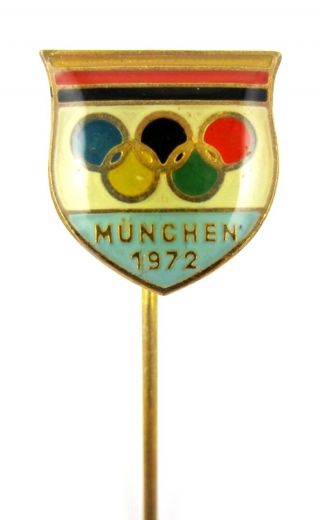 1972 Munich MÜnchen Olympic Games Olympic Rings Pin Badge Rare