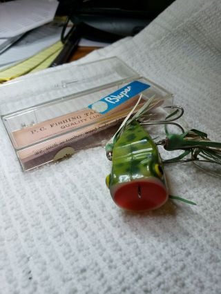 Vintage 1970 ' s Bluper Fishing lure made in Owensboro,  KY.  Box,  papers and lure. 2