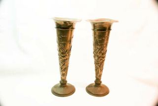 1800s English Sterling Vase Set Art Nouveau