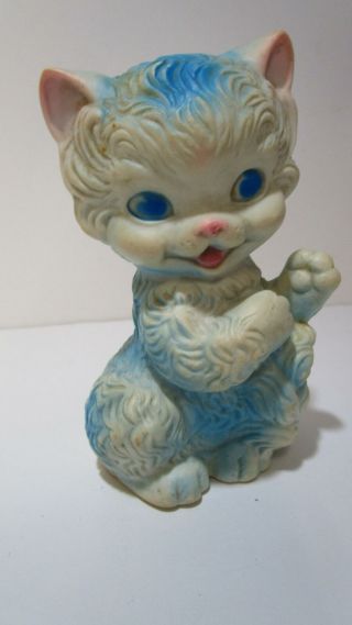 Vintage Rare Blue Cat Kitten Rubber Squeak Toy 1958 Edward Mobley Arrow Mute