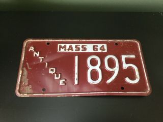 Massachusetts License Plate For An Antique Car 1964