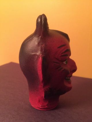 Rare Vintage Paper Mache Devil Head Candy Container Ex 2