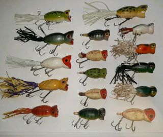 16 assorted Hula Popper fishing lures,  topwater crankbaits 2