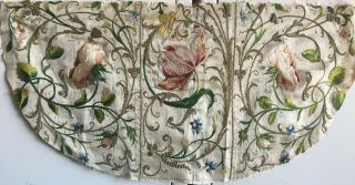 Incredibly Rare 18th C.  French Silk Metallic Embroidery (2894) 2