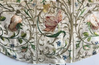 Incredibly Rare 18th C.  French Silk Metallic Embroidery (2894) 3