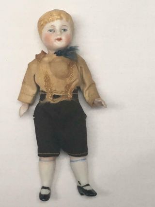 Vintage Germany ? Miniature Dollhouse Child Porcelain Doll 3 - 1/2 " 1:12 Scale