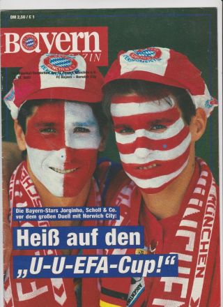 1993/94 Uefa Cup.  Bayern Munich V Norwich City.  Rare