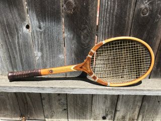 Vintage Antique Imperial Wood Tennis Racket 4m Tad Davis Usa
