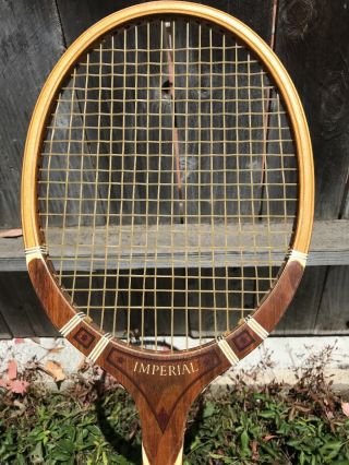 Vintage Antique Imperial Wood Tennis Racket 4M TAD Davis USA 2