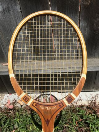 Vintage Antique Imperial Wood Tennis Racket 4M TAD Davis USA 3