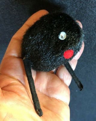 Vintage Halloween Black Widow Rare Key Wind - Up Fuzzy Spider Toy Japan - 1950s