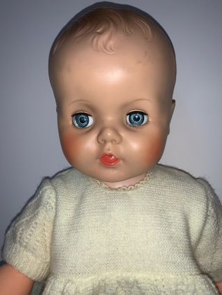 Vintage 1950s Baby Doll Life Size 23 " Molded Hard Plastic Drink & Wet