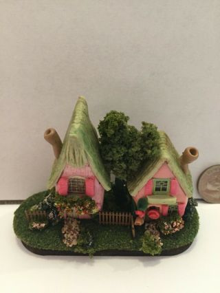 Handmade Miniature Pretty Pink Fairy House Vintage Ooak By O 