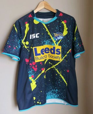 Isc Leeds Rhinos Rare Paint Splash Rugby League Shirt L Limited Edition