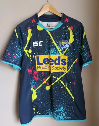 ISC Leeds Rhinos rare paint splash RUGBY League Shirt L Limited Edition 3