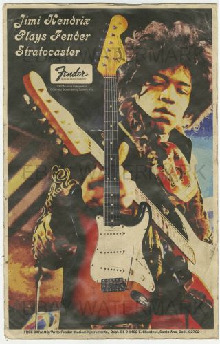 1969 Fender Stratocaster Jimi Hendrix Vintage Advertising Poster 11 X 17