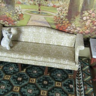 Vtg Dollhouse Sofa Couch Artist Artisan Made Upholstered 60s? Sonia Messer Style 3