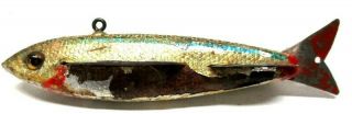 1950s ERNIE NEWMAN FOIL COVERED CHEATER JIG/LURE FISH SPEARING DECOY ICE FISHING 2