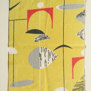 Vtg 50s Fabric Marian Mahler Kites David Whitehead Mid - Century Art Design 1956