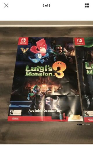 Nintendo Switch Luigi’s Mansion 3 Gamestop Store Poster Display Rare Promo