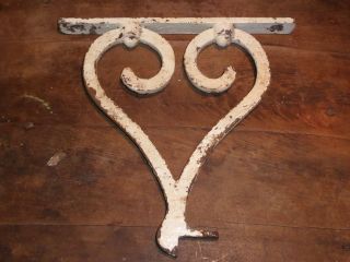 19th C Early Old Wrought Iron Rare Heart Form Bracket