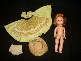 Vintage Vogue Ginny Doll With Tagged Green Dress