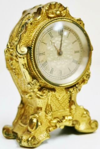 Rare Antique English Small Rococo Single Fusee Verge Watch Carriage Desk Clock 2