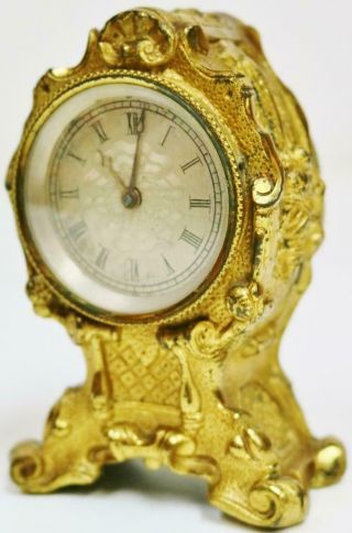 Rare Antique English Small Rococo Single Fusee Verge Watch Carriage Desk Clock 3