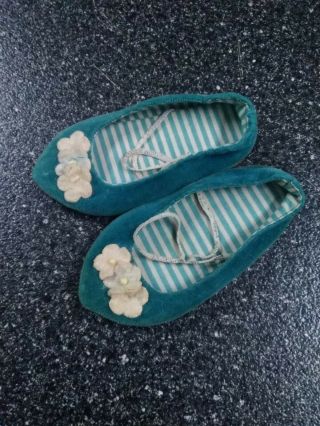 Vintage Chatty Cathy Turquoise Doll Shoes,  Pre - Owned